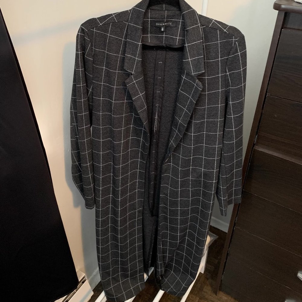 long plaid blazer